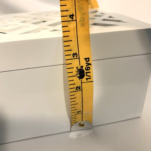 MAX STUDIO HOME Jewelry Box White w/Diamond Cut Out & Mirror Top - Picture 10 of 10